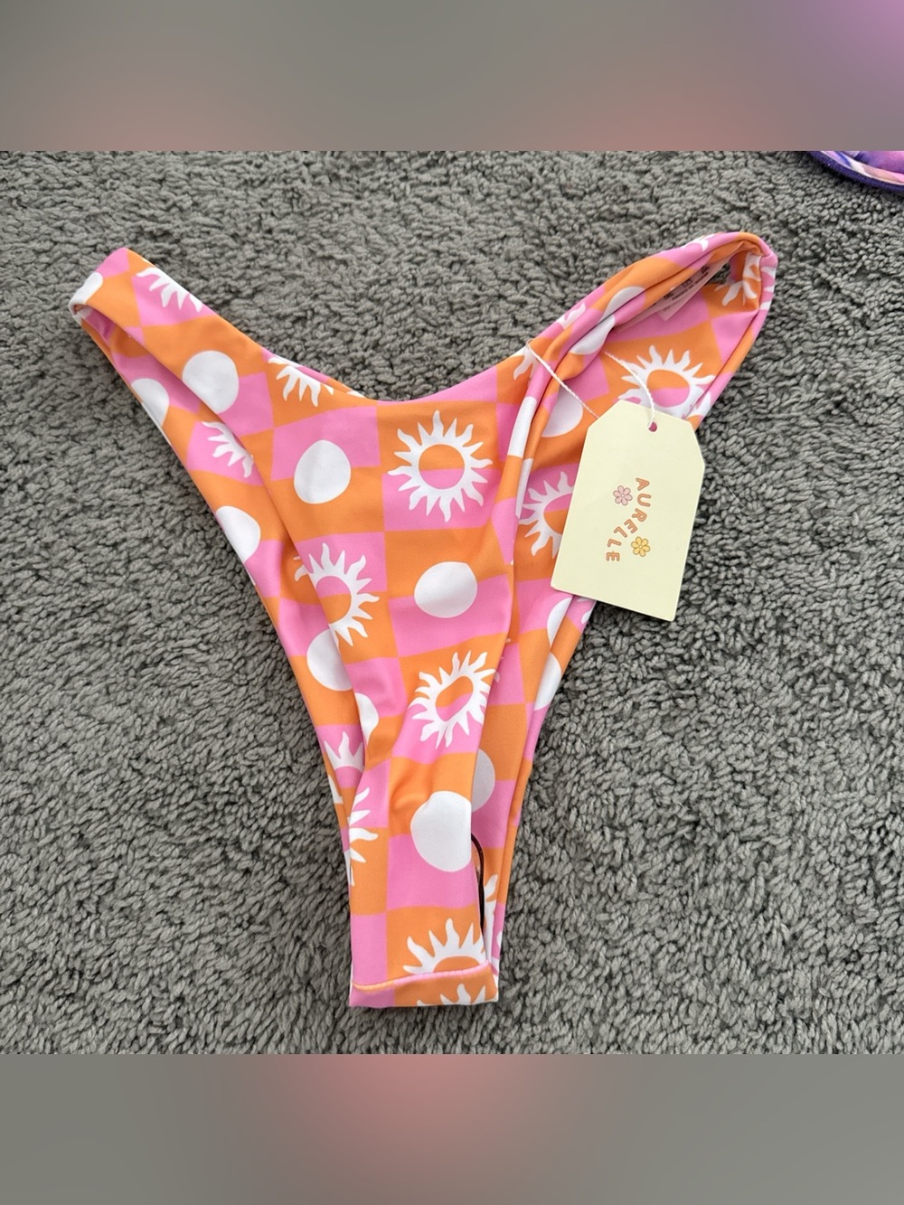 AURELLE Pink & Orange Suncheck Bikini Bottom